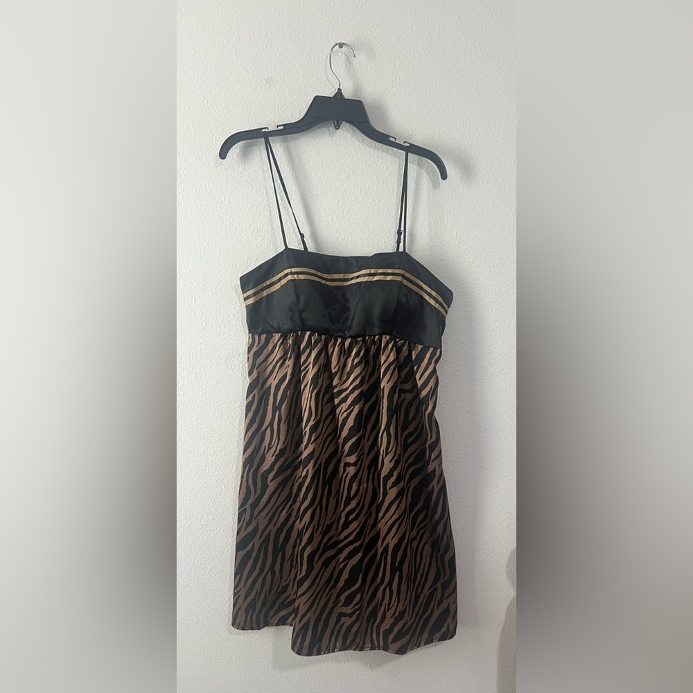 Street Code Cute Zebra Print Spaghetti Strap Dress, Size L‎